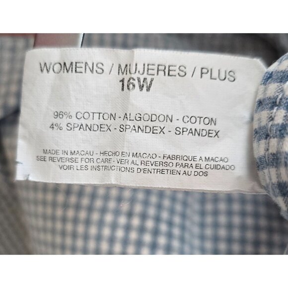 Blue Checkered Cotton Shorts Gingham Comfort Elastic Waist Plus Size cottagecore - Picture 6 of 7